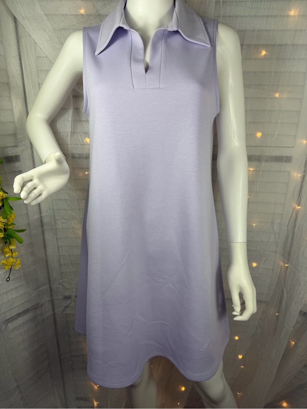 Sleeveless Lilac Polo Mini Dress - Women's Casual Shift